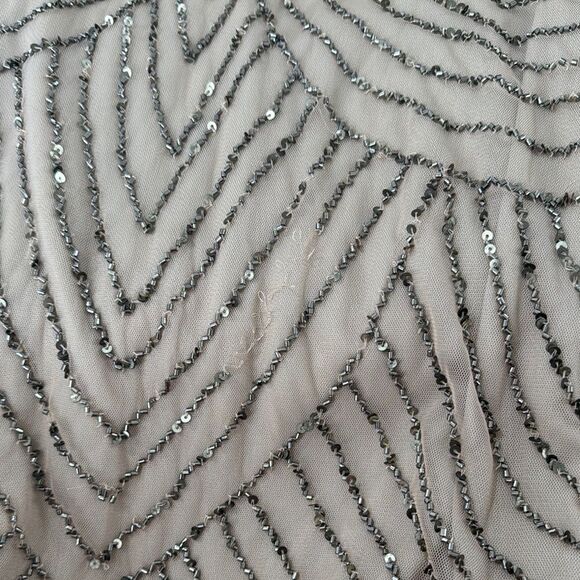 Adrianna Papell Elegant Beige Sequin Dress Size 8 - Picture 11 of 12
